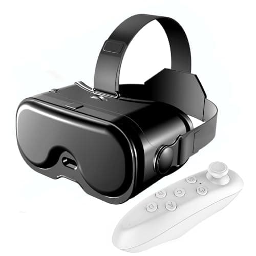 XUMIUZIY VR Headset for Phone with Bluetooth Controller, 120 FOV 3D VR Headsets with Anti Blue Light Lenses & Adjustable Gears, 3D Virtual Reality Goggles for 5-7 Inch Phone (White)