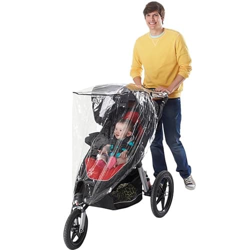 Nuby Jogging Stroller Weather Shield, Universal Fit to Most Single Jogging Strollers with Canopy, Protects from Rain, Snow, Wind & Cold Weather - Clear