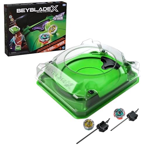 Beyblade X Sneak Attack Battle Set with Beystadium Arena, Rampart Aegis GB & Cutter Shinobi LF, 2 Right-Spinning Takara Tomy Battling Tops Game Toys, 2 Launchers, Ages 8+