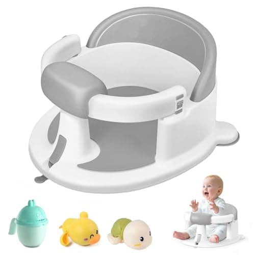Baby Bath Seat for Babies 6 Months & up, Non-Slip Toddler Bath Seats for Babies Sitting Up,Safe Infant & Newborn Baby Bath Chair Support for Bathtub/Living Room/Shower Room, Grey