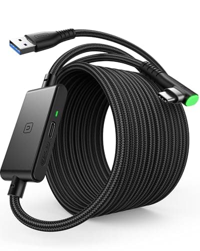 INIU 16FT Link Cable for Meta Oculus Quest 2/3/Pro and PC VR Gaming - USB 3.0 Type C Cable with Separate Charging Port for VR Headset Accessories