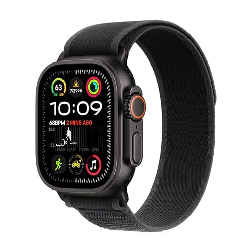 Apple Watch Ultra 2 [GPS + Cellular 49mm] - Black Titanium Case with Black Trail Loop, M/L (Renewed)