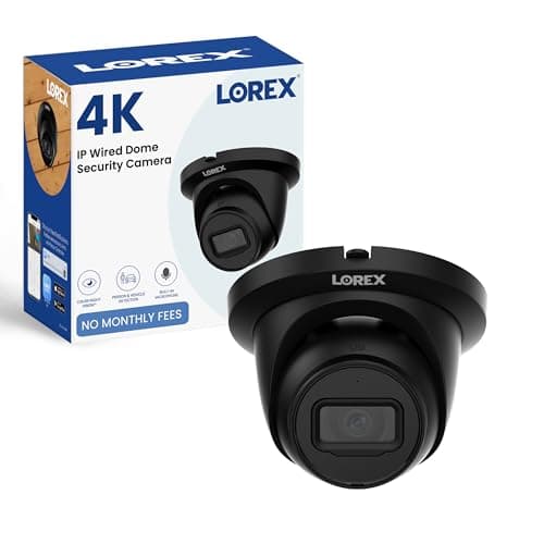 Lorex Classic 4K 8MP IP Metal Dome PoE Wired Security Camera | Add-On Camera | Color Night Vision | Smart Motion Detection (Person/Vehicle) | Listen-in Audio | IP67 Weatherproof | Black