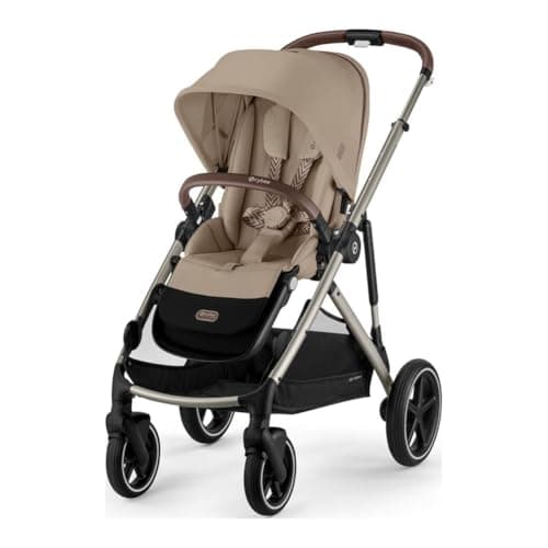 Cybex Gazelle S 2 Stroller – Modular Double Stroller for Infant and Toddler, Includes Detachable Shopping Basket, Over 20+ Configurations, Folds Flat for Easy Storage - Almond Beige/Taupe Frame