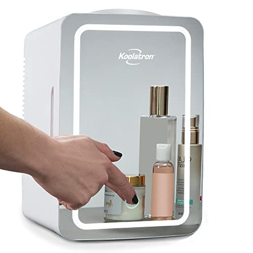 Koolatron Mini Fridge - Refrigerator for Bedroom Office, Portable Table Top Beverage Cooler, 12V 110V Refrigerador For Drinks, Soda, Wine, Use In Car, Dorm, Outdoor, Patio, 8 Can