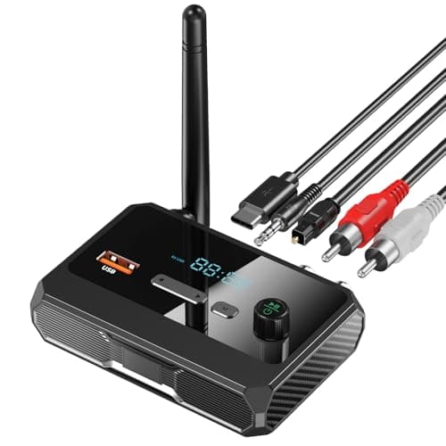 Bluetooth 5.3 Receiver for Home Stereo, RCA Bluetooth Adapter, Low Latency & HD Music Audio, Support Optical AUX 3.5mm, RCA Receiver Adapter for Speakers, Music Streaming Stereo System