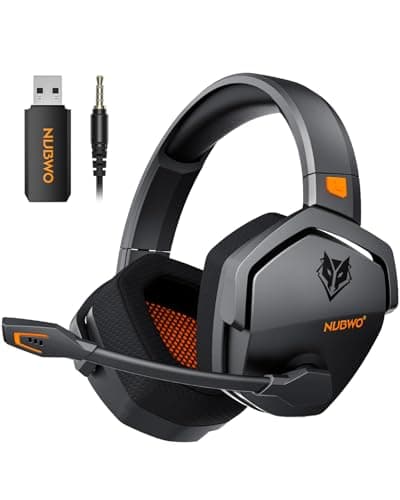NUBWO Wireless Gaming Headset with Mic for Ps5 Ps4 PC, Zero Interference, 100-Hour Battery All-Day Play, 23ms Sync for Gamers, Triple Mode All Devices Compatible - Orange