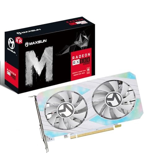 MAXSUN AMD Radeon RX 580 8GB 2048SP GDDR5 Computer Video Graphics Card GPU for PC Gaming 256-Bit DirectX 12 DVI, HDMI, DisplayPort Multi Monitors Extend (White)