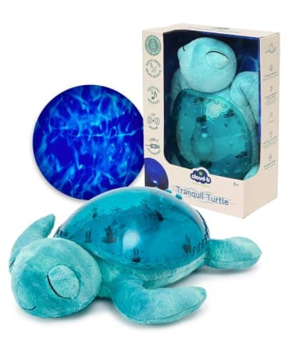 Cloud b Tranquil Turtle Aqua - White Noise Machine Baby, Baby Night Light & Portable White Noise Machine - Soothing Ocean Waves & Underwater Melodies, Cry Sensor, Rechargeable, Eco-Friendly