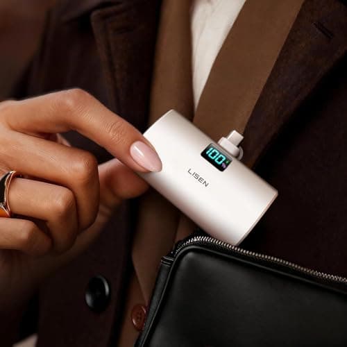 LISEN Mini Power Bank Built in USB-C, 6800mAh Small Portable Charger USB C for iPhone 17 Pro Max with LED Display, 22.5W Chargeur Portatif for iPhone 17 16 15 Samsung S25 S24 Google Camping Essentials