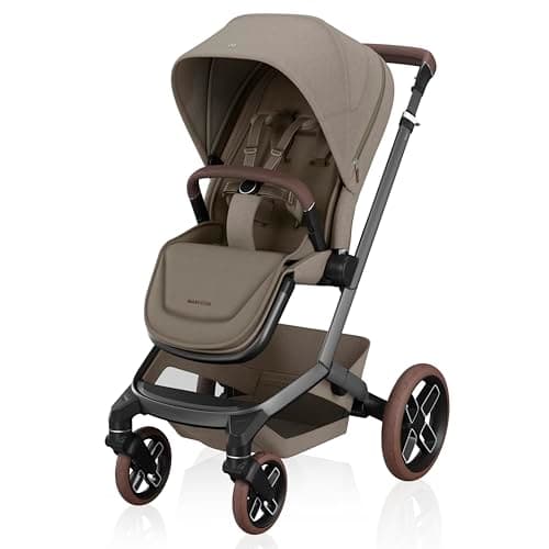 Maxi-Cosi Fame Stroller, European Premium Design, Travel System With Mico Infant Car Seat, Fame Carrycot, & fits two kids with Hop on Board accessory (all sold separately), LumiRide LED Lights, Adjustable Handlebar, Compact Self-Standing Fold – Twillic Black (Twillic Truffle)