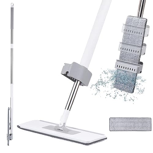 Ailgely Self Wringing Flat Mop Hands-Free 360 Degree Spin Cleaning Mop with 2 Washable Mop Pads Wet Dry Use Microfiber Floor Mop for Hardwood Laminate Tile Floor Cleaning