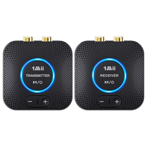 1Mii 2.4GHz Wireless Audio Transmitter Receiver Set (1 TX+1 RX) for TV, 262FT/80M Long Range 25ms Low Latency with AUX RCA in/Out, Wireless Audio Adapter for TV PC Powered Speaker Amplifier Soundbar
