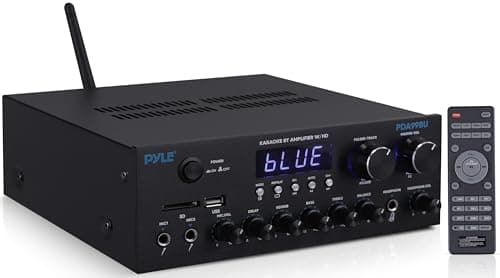 Pyle Stereo Amplifier - 300W Bluetooth Stereo Receiver, 2 Channel Home Audio System with HDMI in/Out, Optical/Coaxial, FM Radio, USB/SD, AUX, RCA, Mic in, and BT/FM Antenna
