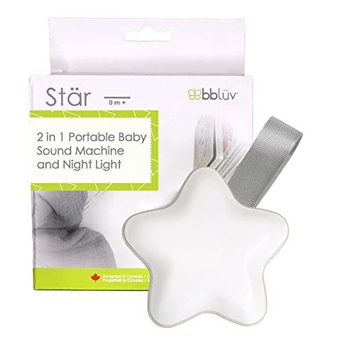 Bblüv - Stär – Portable Night Light Kids & Baby Sound Machine 2 in 1 – 15 Songs – Calming White Noise Machine – Heartbeat or Waves Sound – Auto Shut-Off Timer – Adjustable Volume – Ideal for Nursery