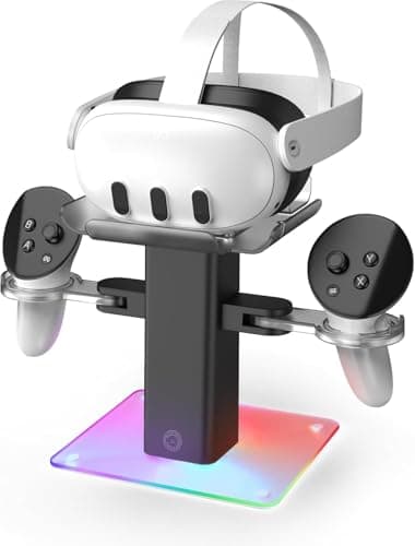 TicEaik Charging dock for Meta Oculus Quest 3/Quest 2/Quest 3S Accessories, Stand and Charger for VR, Safe Charging, Base with RGB Light Effects