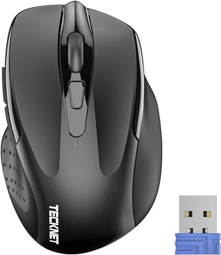 TECKNET Wireless Mouse, 2.4G Ergonomic Optical Mouse, Computer Mouse for Laptop, PC, Computer, Chromebook, Notebook, 6 Buttons, 24 Months Battery Life, 2600 DPI, 5 Adjustment Levels, Black