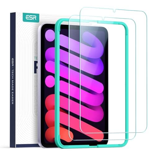 ESR 2 Pack Screen Protector for iPad Mini 7 (A17 Pro), iPad Mini 7th/6th Generation(8.3 inch, 2024/2021), Tempered Glass with Alignment Frame, Anti-Scratch, HD Clear, Apple Pencil Pro/USB-C Compatible