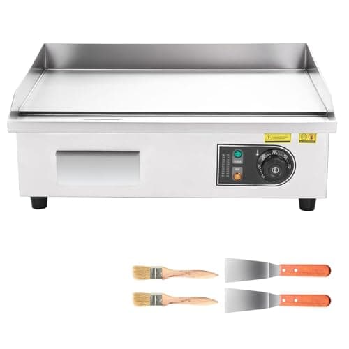 Uargd Commercial Electric Griddle, 21.06 x 11.81 inch, 3200W, Adjustable Temperature Range 122-570°F, Stainless Steel Construction, Flat Cooking Surface