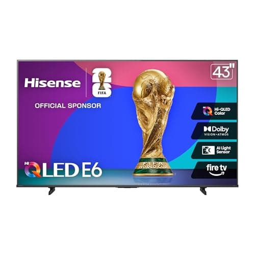 Hisense 43E6SF - 43" E6 Series Hi-QLED 4K UHD Smart Fire TV, AI Light Sensor, Dolby Vision · Atmos, Voice Remote with Alexa, Motion Rate 120, HDR 10+ Adaptive, Game Mode Plus (2026 New Model)