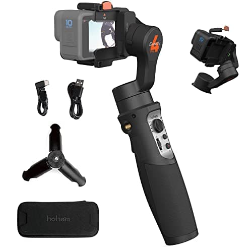 hohem iSteady Pro 4 Action Cam Gimbal Stabilizer Compatible for Gopro Hero 13 12 11 10 9 8 7 6 5 4 3 &Osmo Action 3 Insta360 ONE R, Sports Cam, Quick Release Clip, IPX4 Splash Proof, Wireless Control