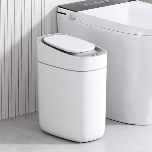 ELPHECO Automatic Bathroom Trash Can with Lid, 2.5 Gallon Slim Sensor Garbage Can, 9L Narrow Plastic Trash Bin, Waterproof Motion Sensor Trash Bin for Bedroom, Living Room, Narrow Space