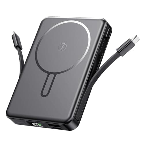for Magsafe Power Bank 10000mAh,Wireless Portable Charger with led display,Magnetic powerbank Built in USB-C&Lightning Cable 22.5W Fast Charging Battery Pack,5 Outputs&2 Inputs for iPhone Samsung etc.