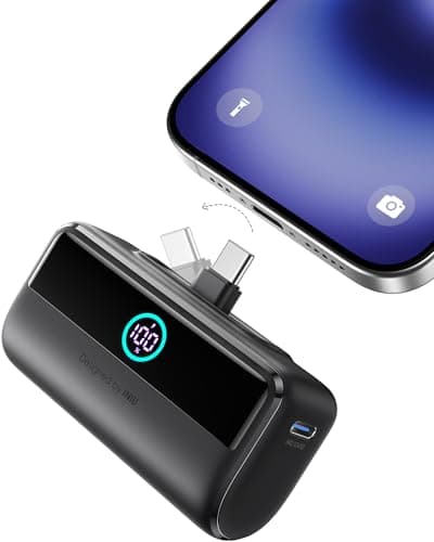 INIU Power Bank with Built-in USB-C Connector, 5,500mAh 22.5W PD Fast Charging Portable Charger, Travel Phone Charger for iPhone 16/15 Series, Samsung S23 S22, iPad Pro/Air, and More