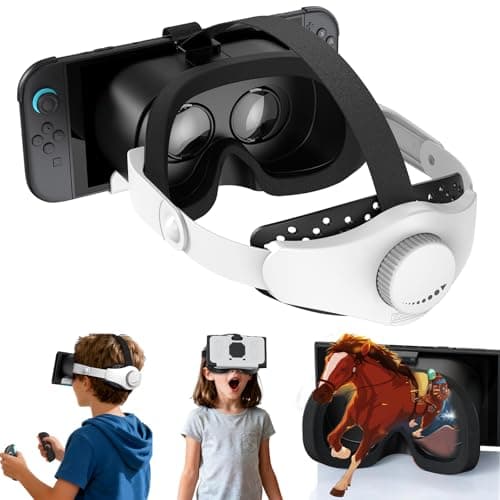 Upgraded VR Headset for Switch 2 (2025), Switch 2 VR Virtual Boy Games Glasses with Adjustable HD Lenses and Head Strap with Rotary Button, Labo VR for Accessory, White & Black