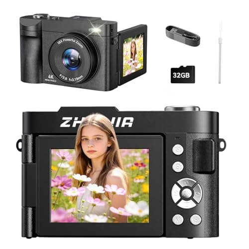 4K Digital Camera for Photography-50MP Autofocus Vlogging Camera with 2.8'' 180° Flip Screen, 18X Digital Zoom-Compact Point and Shoot Camera with 32GB TF for YouTube, Travel, Beginners, Black