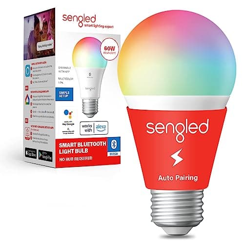 Sengled Smart Light Bulbs, Color Changing Alexa Light Bulb Bluetooth Mesh, Smart Bulbs that Work with Alexa Only, Dimmable LED Bulb A19 E26 Multicolor, High CRI, High Brightness, 8.7W 800LM, 1Pack