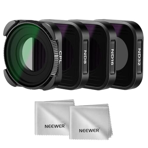 NEEWER ND Filter Set Compatible with GoPro Hero 13 12 11 10 9, 4 Pack (ND8 ND16 ND32 CPL) Multicoated HD Slim Neutral Density Polarizing Action Camera Filter Kit with 2X Cleaning Cloth (Black)