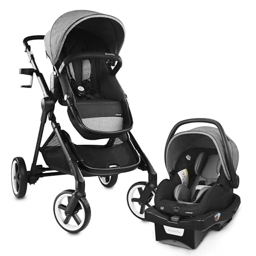 Evenflo Gold Pivot Xpand Smart Modular Travel System LiteMax Infant Car Seat (Moonstone Gray)