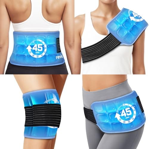REVIX Ice Pack for Injuries Reusable, 45-Minute Long-Lasting Cold Pack for Knee, Shoulder, Back with Ice Grid Gel Design, Reusable Gel Ice Wrap, Universal Use for Elbow, Calf, Hip, Tight, 14 × 7"