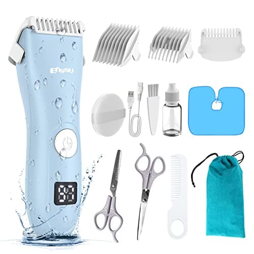 Baby Hair Clipper, Professional Silent Hair Trimmer for Kids and Toddlers, Waterproof & Rechargeable Cordless Hair Cutting Machine for Kids with LCD Screen