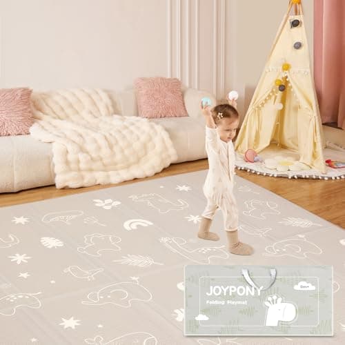 Joypony Baby Play Mat,71x59 Inch Foldable Play Mats for Babies and Toddlers,Waterproof & Anti-Slip Portable Baby Floor Mat for Tummy Time,Baby Mat for Floor with Travel Bag (Forest-59x71x0.4 IN)