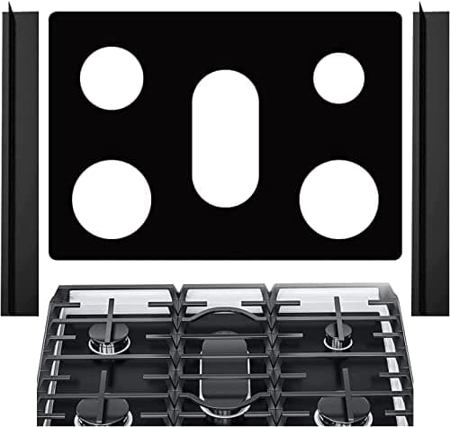 Stove Cover, 0.3mm Reusable Gas Range Protectors for Samsung Gas Range, Stove Protector Liner with 2PCS Silicone Stove Counter Gap Cover Long & Wide Gap Filler(21inch)-Black