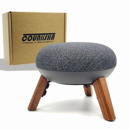 Real Wood Mount Compatible for Google Home mini,nest mini Speaker,Tripod Mount Holder with Metal Frame,Anti-Slip Safe Stable Wooden Stand for Home Mini on Desk (Walnut)