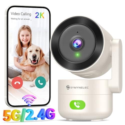 SYMYNELEC 5G&2.4G WiFi Indoor Security Camera, 2K Pan/Tilt 360° Pet Camera with Auto Tracking, AI Motion Sound Detection, Night Vision, 2-Way Talk, Works with Alexa & Google Home, Cloud/SD Storage