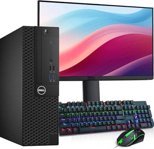 Dell OptiPlex 5040 SFF Desktop Computer PC - Intel Core i5-6500 3.2GHz - 8GB RAM - 128GB SSD + 500GB HDD - 24" Monitor - RGB Keyboard & Mouse - WiFi - HDMI - Windows 11 Pro (Renewed)