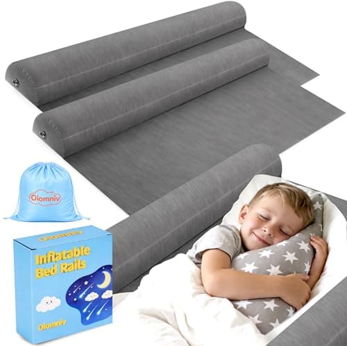 Oiomniv Inflatable Bed Rail Guards for Toddlers (2 Pack) – Portable Bed Safety Rails for Toddler Sleep, Non-Slip Inflatable Bed Guard, Fits Twin, Full, Queen & King Size Beds