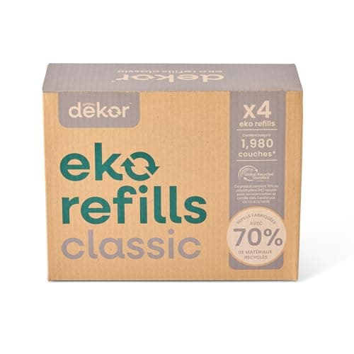 Diaper Dekor Classic Diaper Pail Refills | 4 Count Unscented | Exclusive End-of-Liner Marking | Thick Quick & Easy to Replace | Most Economical Refill System | for Original and Eko Style Pails