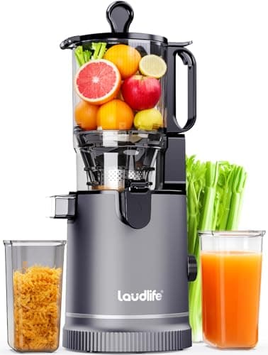 LAUDLIFE Cold Press Juicer Machine, 5.9" Wide Feed Chute Juice Extractor, 80 oz Large Hopper, Easy to Clean & High Juice Yield, BPA Free, Slow Masticating Juicer for Whole Fruits & Vegetables