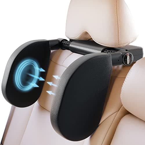 Oasser Car Seat Headrest Pillow Detachable Headrest for Car Travel Sleeping, 360° Rotating and Width Adjustable Head Rest Pillow for Kids & Adults, Memory Foam Neck Support with PU Leather Cover Black