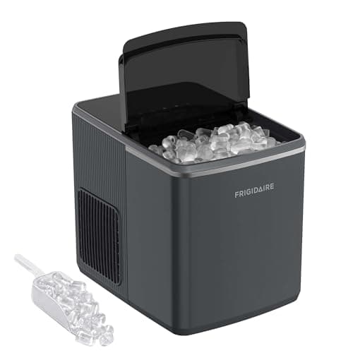 Frigidaire, Countertop Ice Maker, 26 lbs per Day – Fast Bullet Ice Making Machine with Touch Display, 9 Pieces in 7–15 Minutes, Portable Ice Machine for Home Kitchen, Office & RV, Grey