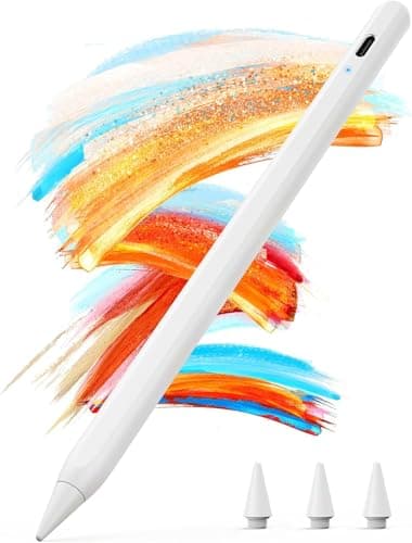 JAMJAKE 5 Mins Fast Charging Stylus Pen for iPad 2018-2026,Palm Rejection Pencil for Apple iPad Compatible with iPad6/7/8/9/10/11,iPad Air 3/4/5/M2/M3/M4,iPad Pro 11"/12.9"/13'',iPad mini 5/6/7,White