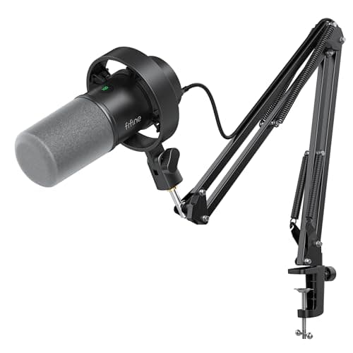 FIFINE Dynamic Microphone with Boom Arm Bundle, XLR/USB Podcast Recording Microphone Kit, Vocal Microphone for Streaming Voice-Over with Mute Button, Headphones Monitoring-K688CT