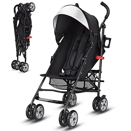 BABY JOY Lightweight Stroller, Compact Travel Stroller with Adjustable Backrest & Canopy, Cup Holder, Storage Basket, 5-Point Harness, Easy Fold, Umbrella Stroller for Toddler