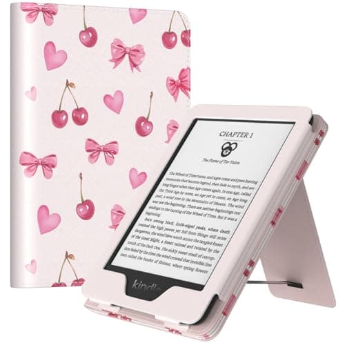 MoKo Case for 6" All-New eBook(11th Generation-2024/2022), Lightweight Shell Cover with Hand Strap Auto Wake/Sleep for E-Reader 11th Gen. 2024, Not fit Kobo Aura 2/Remarkable, Cherry Bow