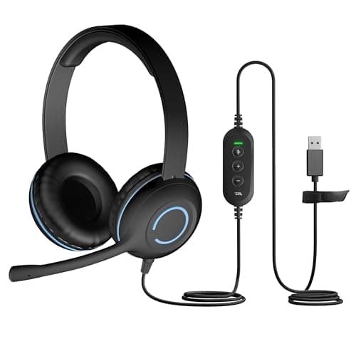 Cyber Acoustics USB Stereo Headset with Headphones and Noise Cancelling Microphone for PCs and Other USB Devices (AC-5008)\
